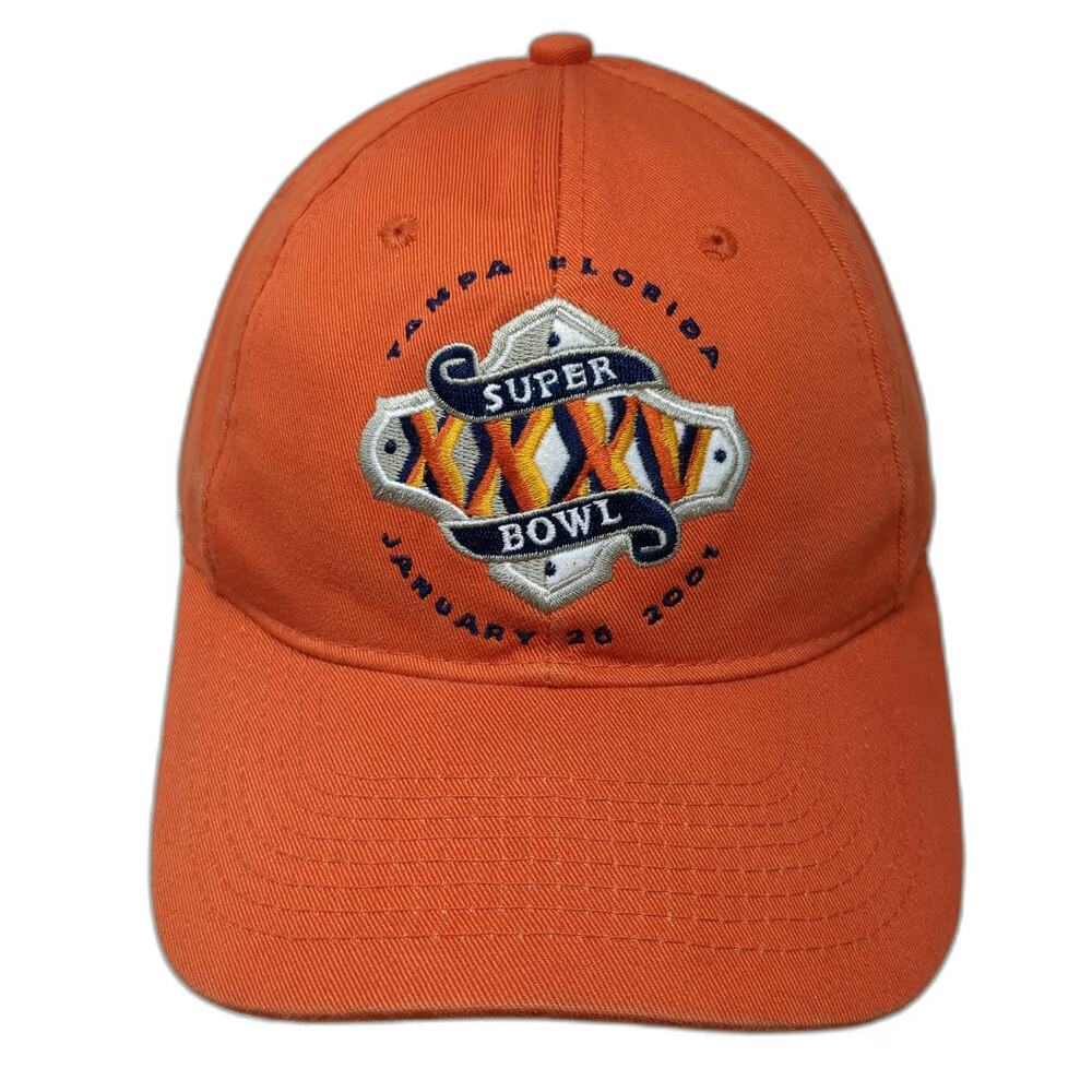 Drew Pearson Baseball Cap Orange One Size Super Bowl XXXV Tampa Florida Hat
